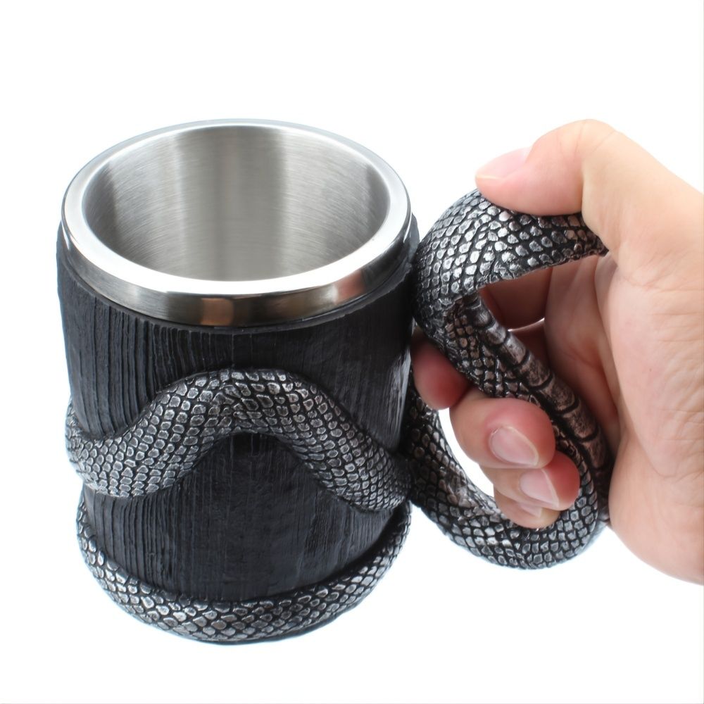 1pc Snake Coffee Mug Cup Cobra Drinking Cups, Stainless Steel Beer Mug Espresso Cup Beverage Mug For Milk Coffee Ice Cream Tea Juice