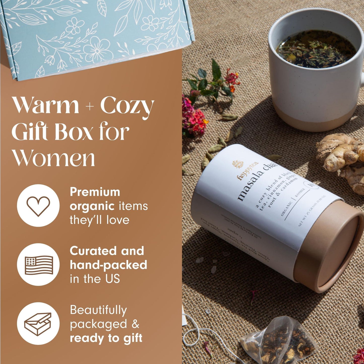 Organic Tea Gift Box Get Well Gifts for Self Care Package Thinking of You Gift Basket Sympathy Gifts