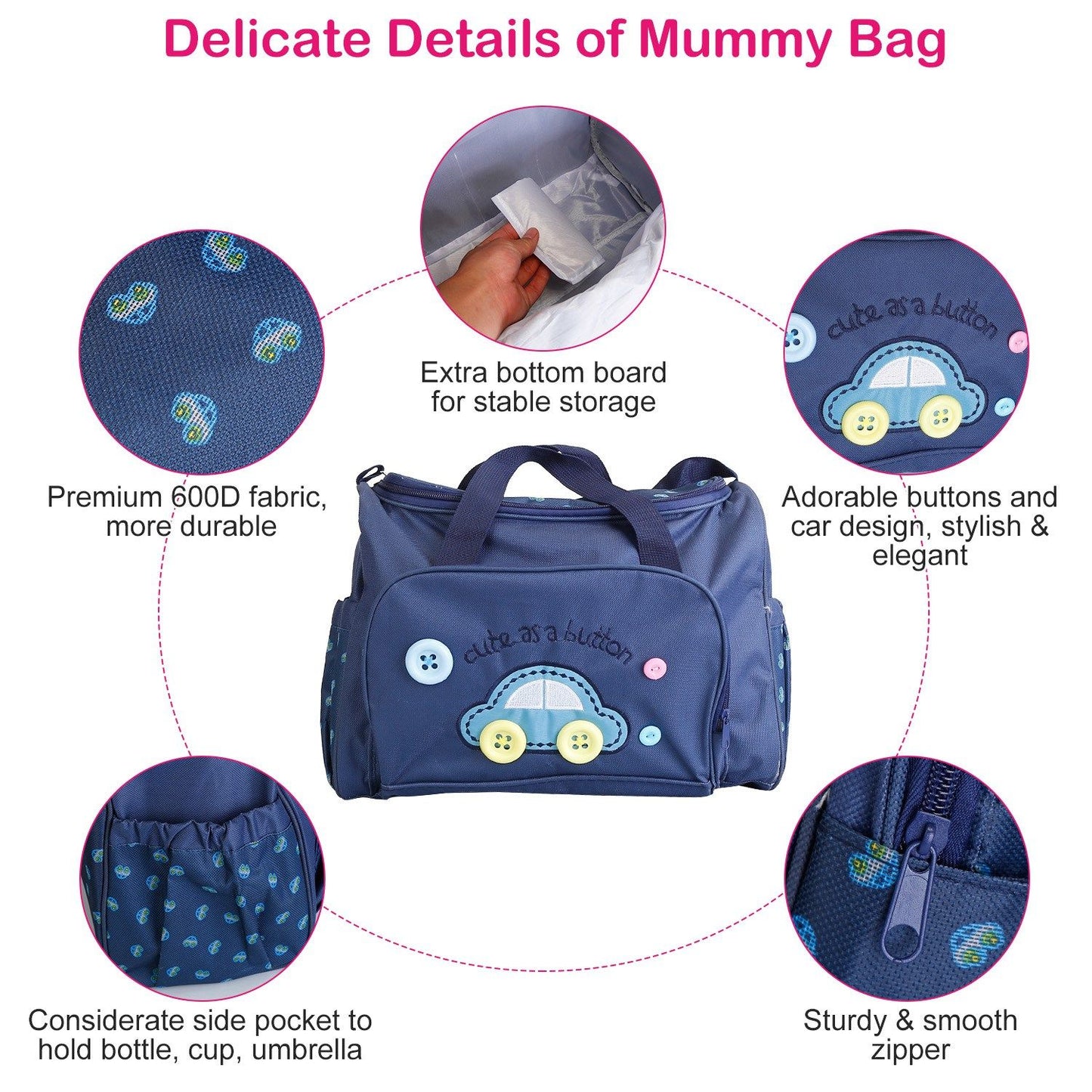 4Pcs Diaper Bag Tote Set Baby Napping Changing Bag Shoulder Mummy Bag