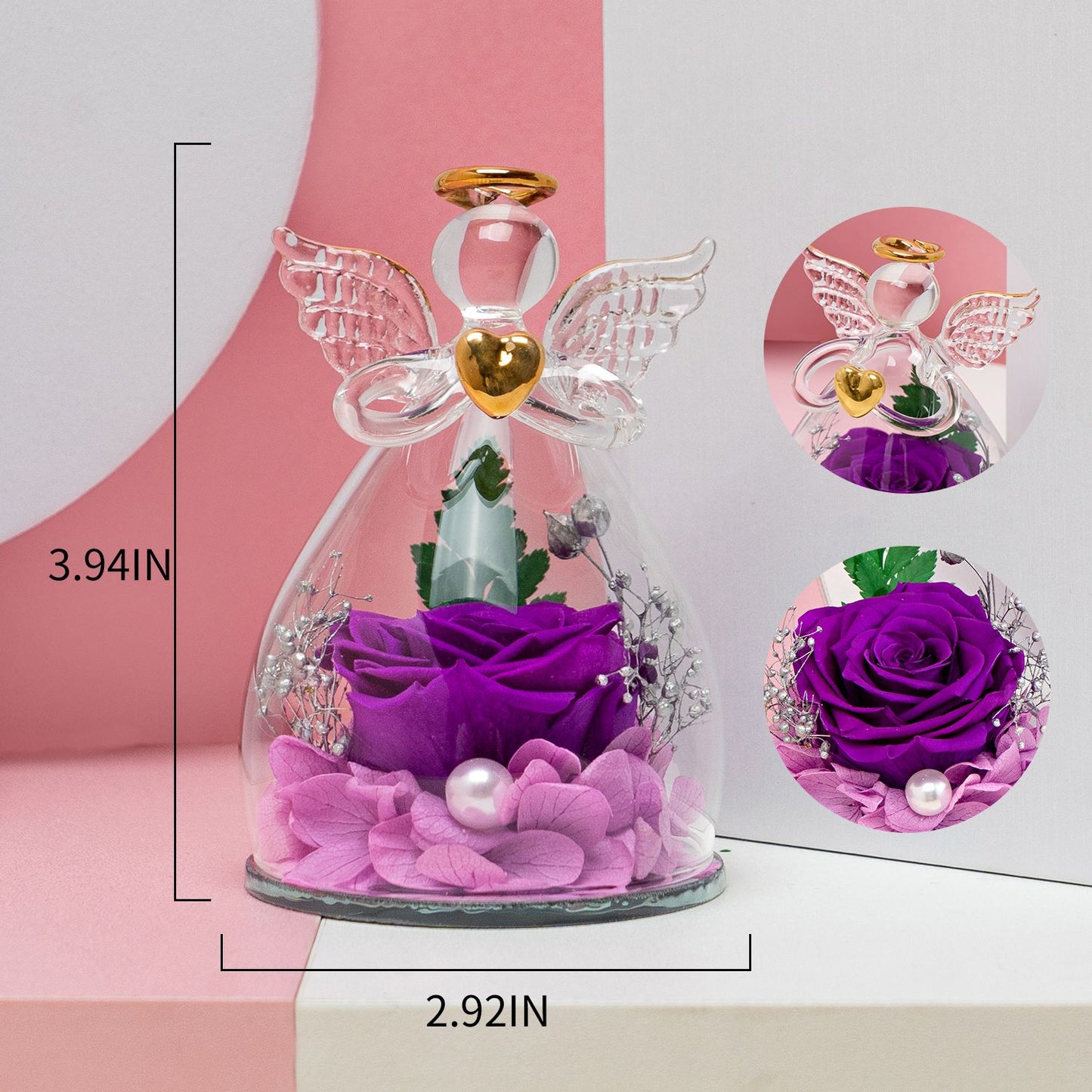 Preserved Rose In Angel Glass