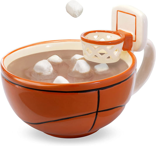 The Mug with a Hoop | Ceramic Coffee & Hot Chocolate Mug;  Cereal;  Soup Bowl | 16OZ Cup | Best Novelty Gift Idea for Coaches;  Dad;  Mom;  Kids;  Birthday;  Basketball & All Sport Lovers